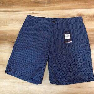 Ben Sherman Chino Shorts Mens 32 Regular Fit Geometric Print Cotton Dark Navy